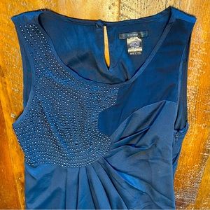 Esley Navy Ruched & Beaded Cocktail Dress